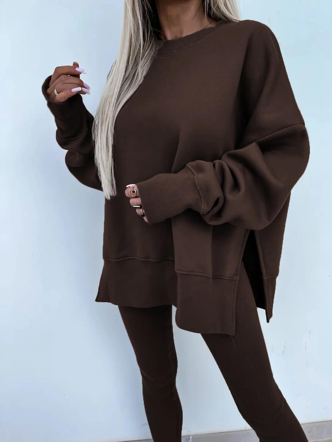Ensemble Cocoon Élina — Sweat Oversize & Legging-Marron-