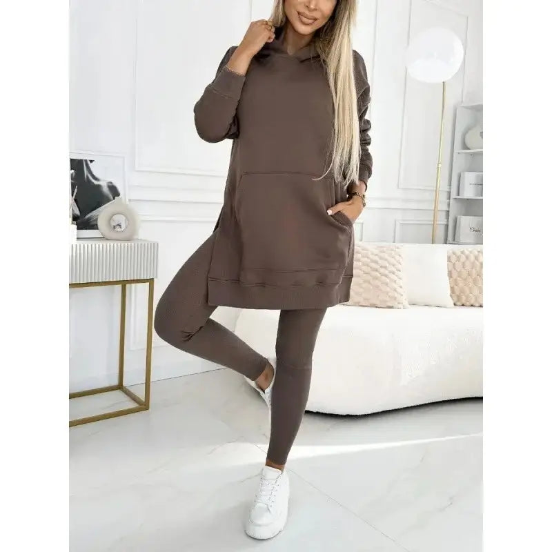 Ensemble Cocoon Loréane — Sweat Long & Legging Doux-Bleu-