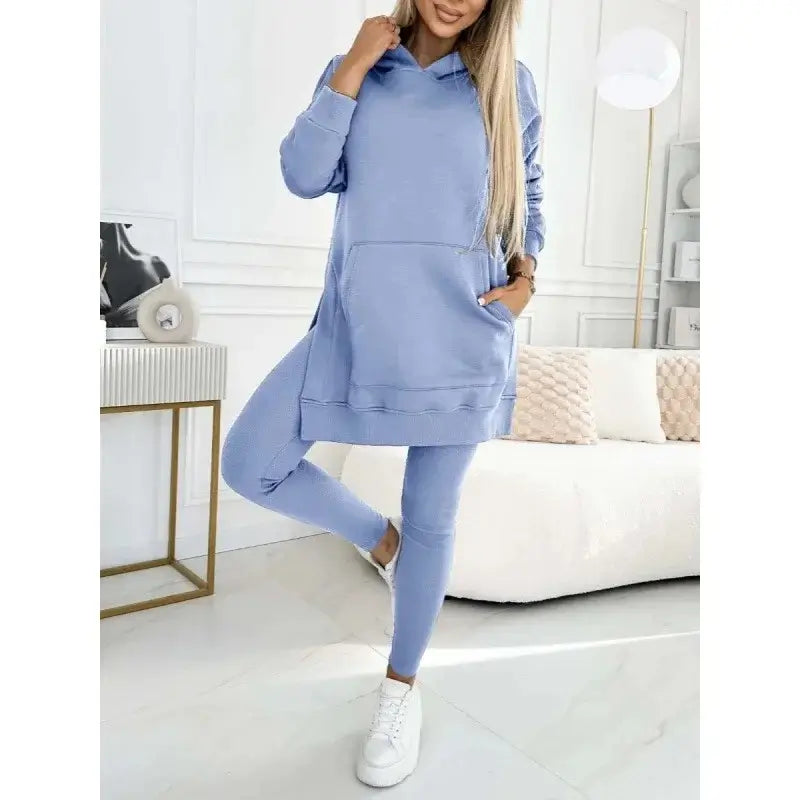 Ensemble Cocoon Loréane — Sweat Long & Legging Doux-Bleu-