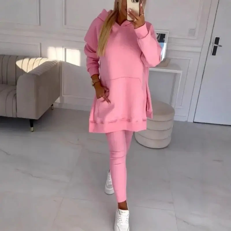 Ensemble Cocoon Loréane — Sweat Long & Legging Doux-Bleu-