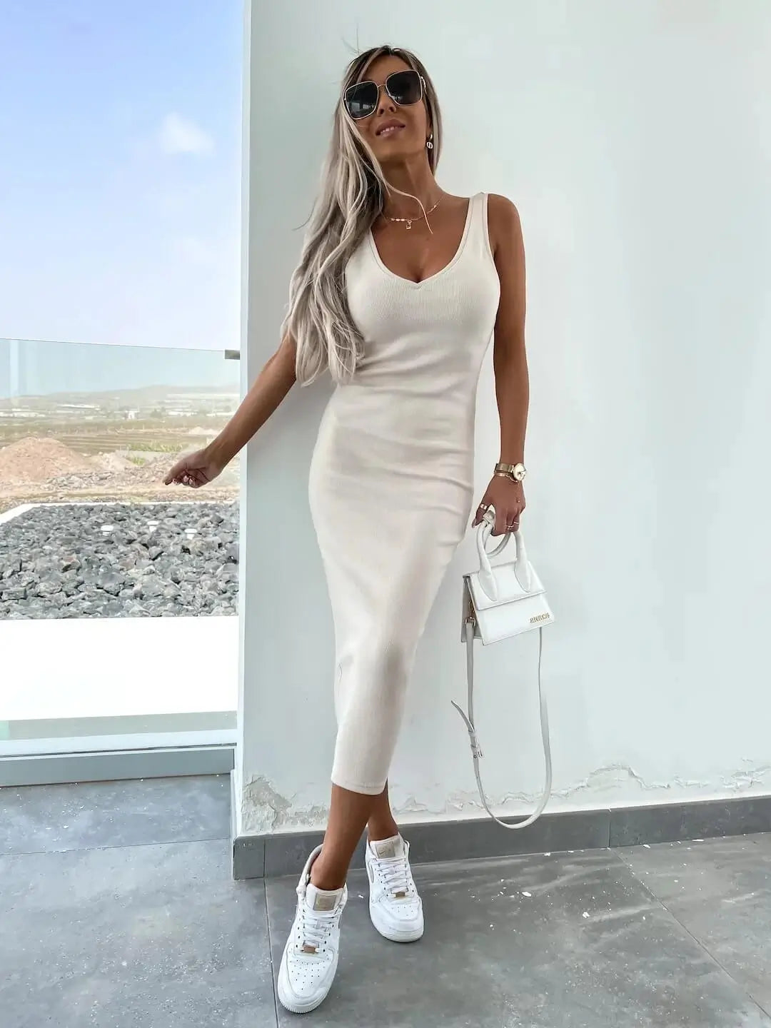 Ensemble Cocoon Lysiane — Robe Midi & Pull Oversize-Noir-