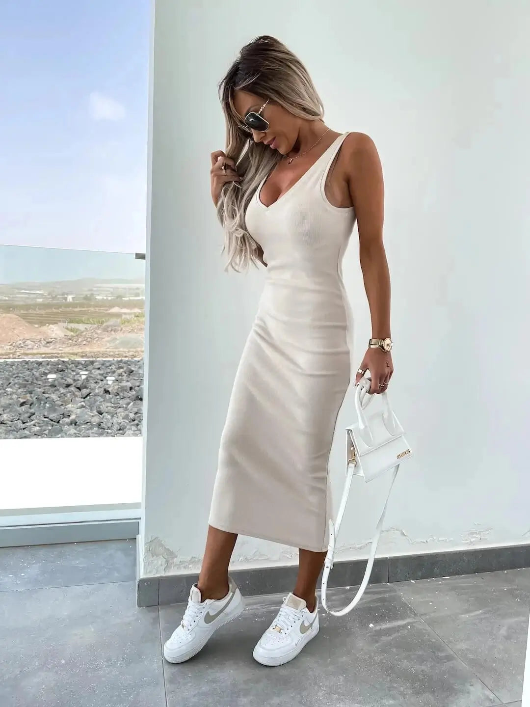 Ensemble Cocoon Lysiane — Robe Midi & Pull Oversize-Noir-