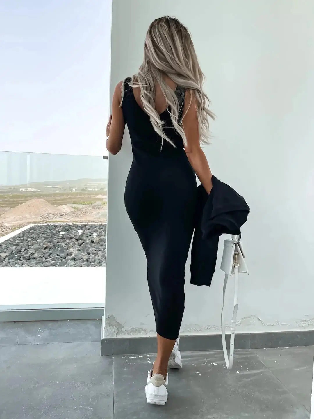 Ensemble Cocoon Lysiane — Robe Midi & Pull Oversize-Noir-