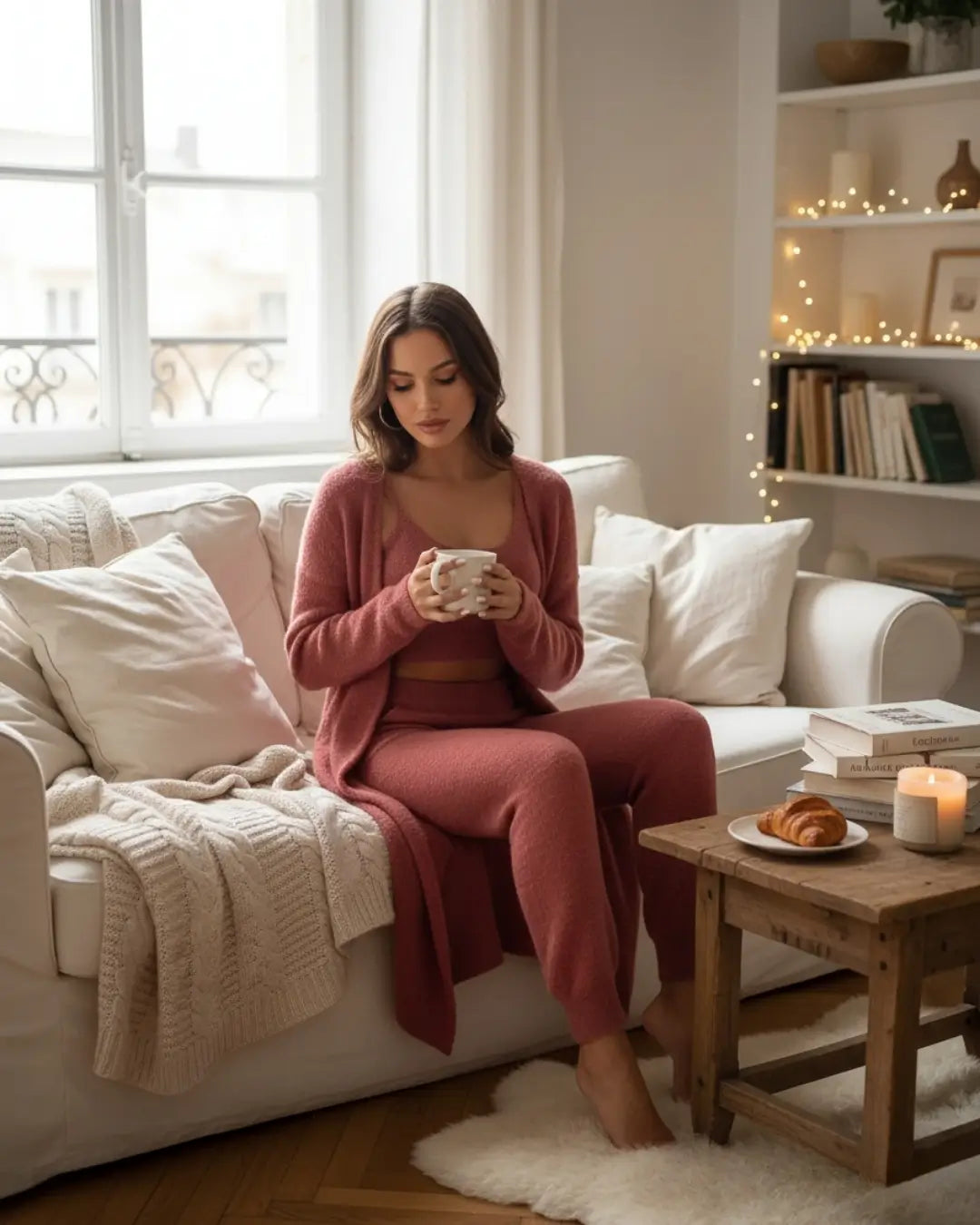 Ensemble Cocoon Malyane — 3 Pièces Maille Douce & Élégance Détente-Blanc-