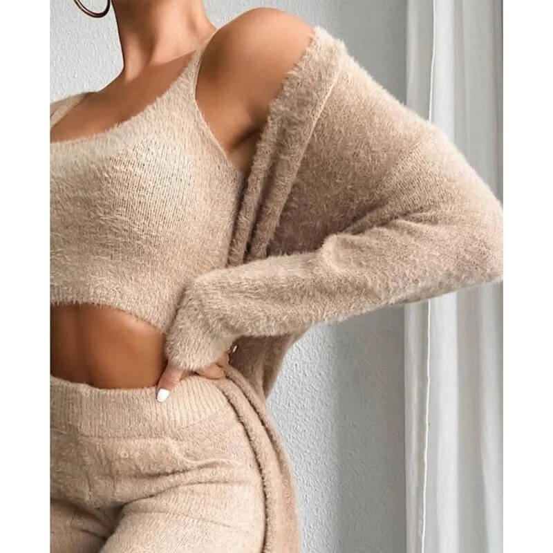 Ensemble Cocoon Malyane — 3 Pièces Maille Douce & Élégance Détente-Blanc-