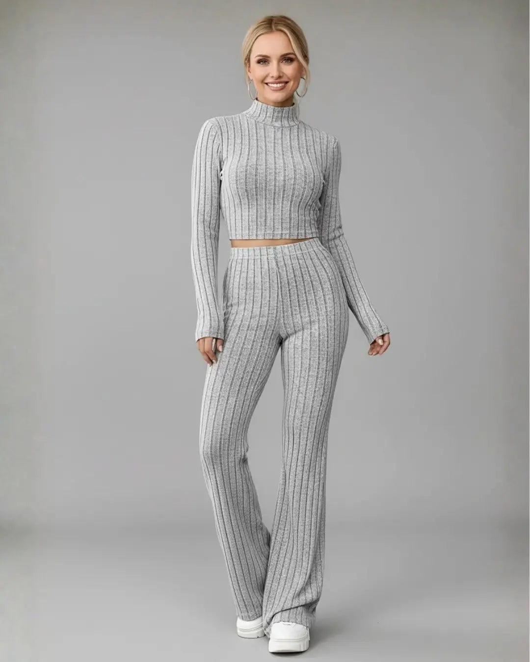 Ensemble Cocoon Riviera — Maille Côtelée Confort Maison-Gris-