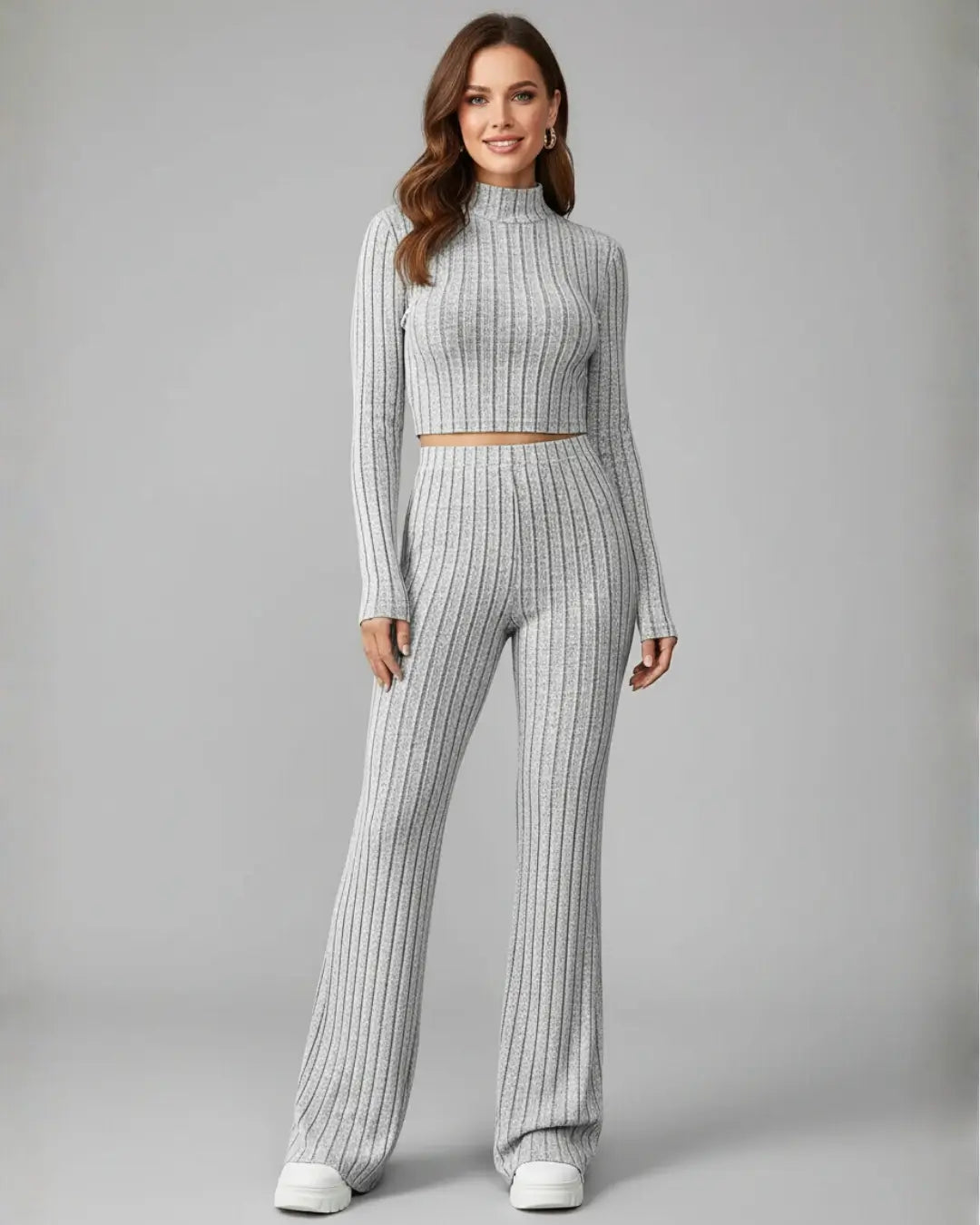 Ensemble Cocoon Riviera — Maille Côtelée Confort Maison-Gris-