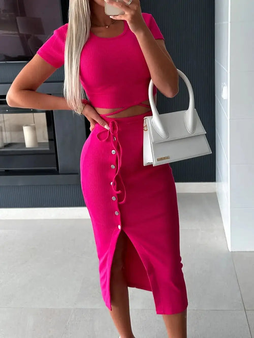Ensemble Crop Top et Jupe Midi Priscille