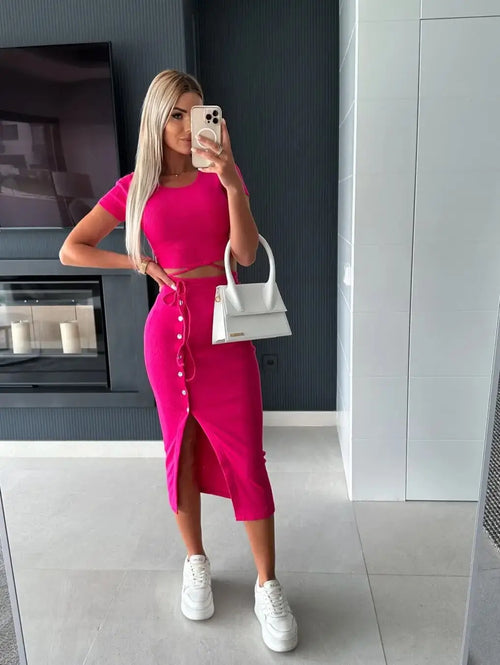 Ensemble Crop Top et Jupe Midi Priscille