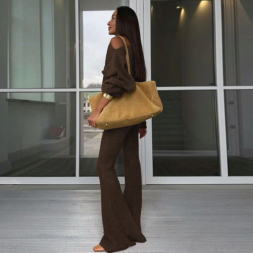 Ensemble en Maille Pull Ample et Pantalon Évasé Livia