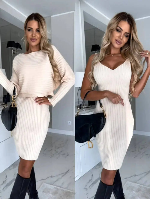 Ensemble Robe Midi et Pull en Maille Calypso