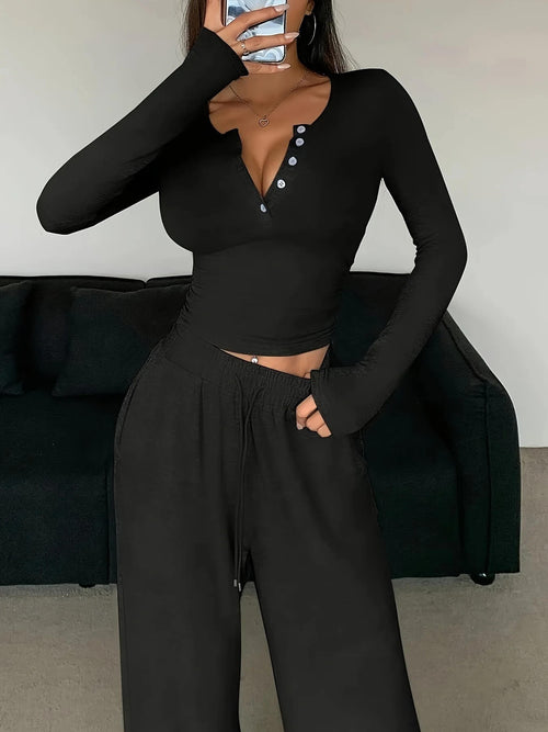 Ensemble Top Manches Longues et Pantalon Large Daryne