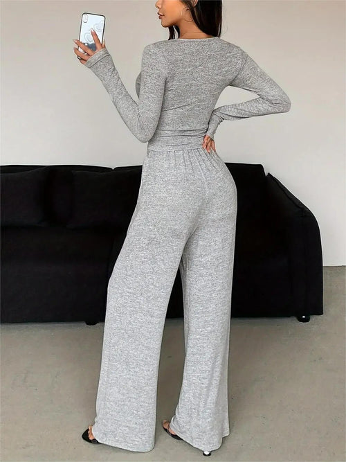 Ensemble Top Manches Longues et Pantalon Large Daryne