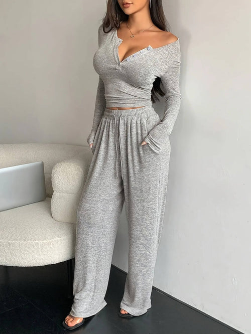 Ensemble Top Manches Longues et Pantalon Large Daryne