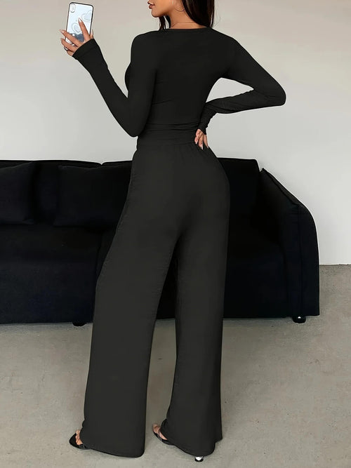 Ensemble Top Manches Longues et Pantalon Large Daryne