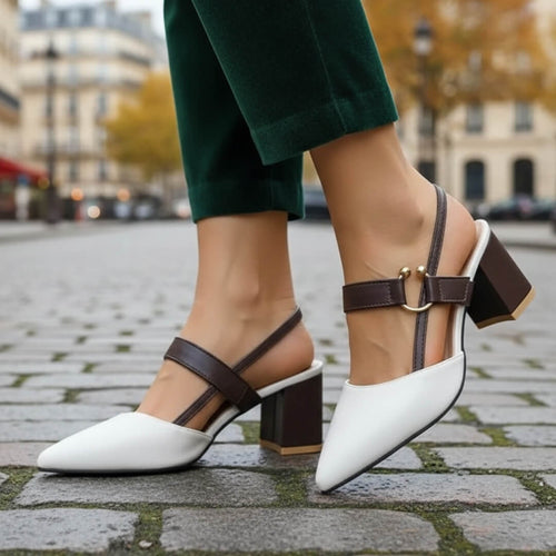 Escarpins Slingback à Talon Bloc Sérina - Ivoire / 36