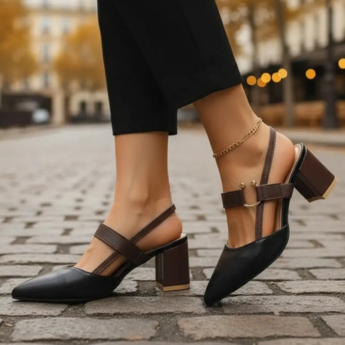 Escarpins Slingback à Talon Bloc Sérina - Noir / 36