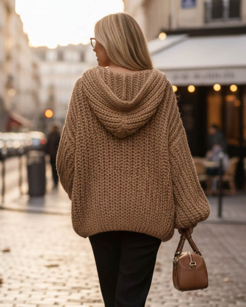 Gilet en Grosse Maille à Capuche Lysyane