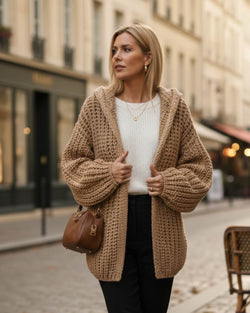 Gilet en Grosse Maille à Capuche Lysyane - Beige / 34