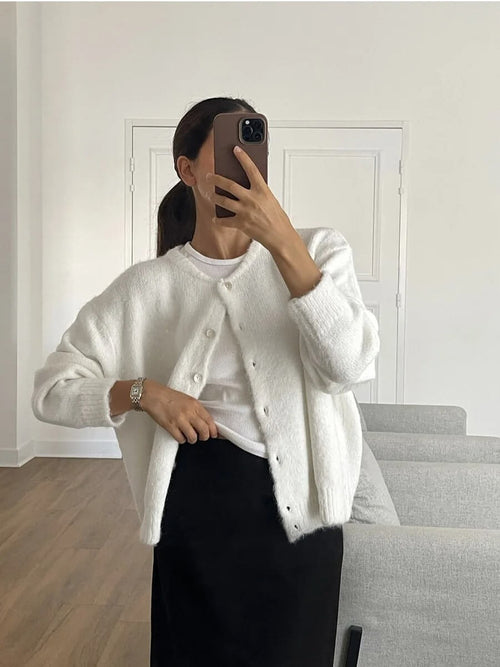 Gilet en Maille Duveteuse Aurielle - Blanc / 34