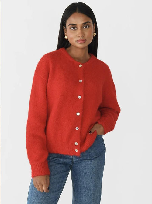 Gilet en Maille Duveteuse Aurielle - Rouge / 34