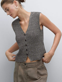 Gilet en Maille Sans Manches Zalina - Gris / 34