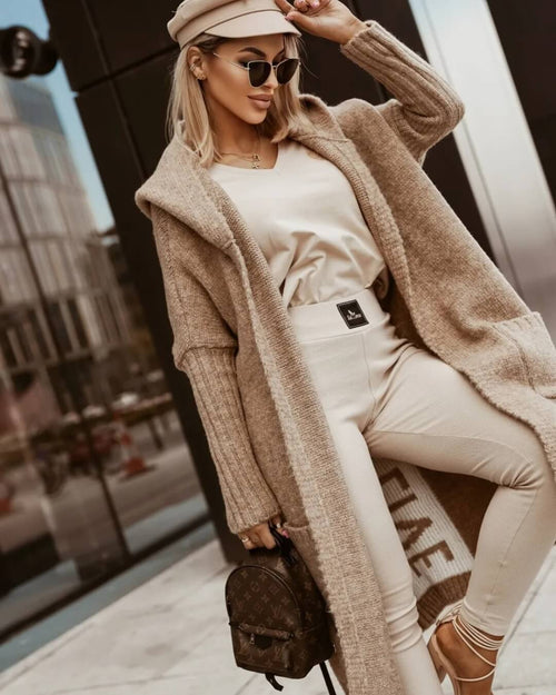 Gilet Long en Maille à Capuche Luvalie