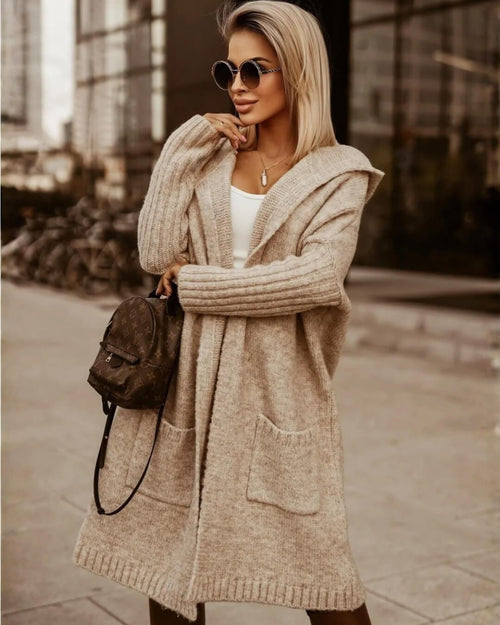 Gilet Long en Maille à Capuche Luvalie