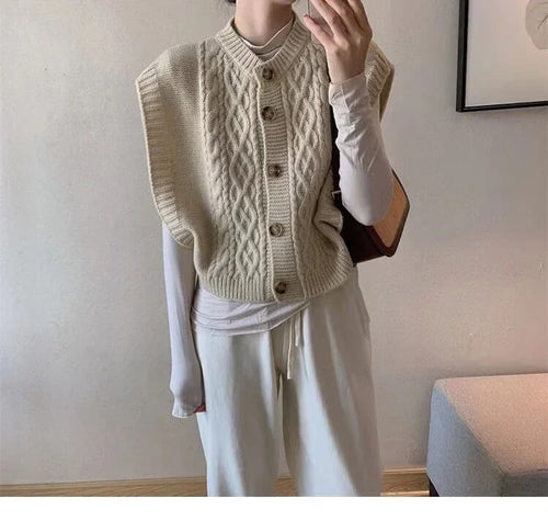 Gilet Sans Manches en Maille Torsadée Elinor