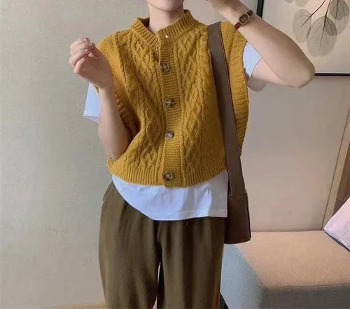 Gilet Sans Manches en Maille Torsadée Elinor