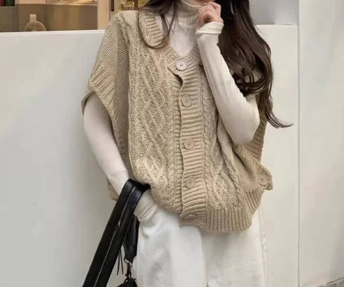Gilet Sans Manches en Maille Torsadée Elinor - Beige / 34