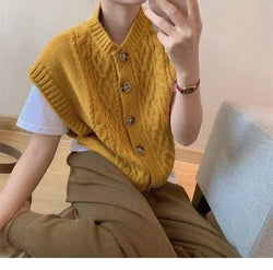 Gilet Sans Manches en Maille Torsadée Elinor - Jaune / 34