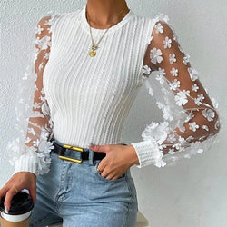 Haut en Maille à Manches Tulle Floral Eudoxie
