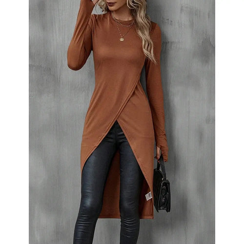 Haut Long Asymétrique Croisé Isabeau - Marron / XS