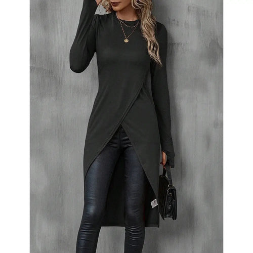 Haut Long Asymétrique Croisé Isabeau - Noir / XS