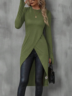 Haut Long Asymétrique Croisé Isabeau - Vert / XS