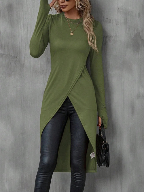 Haut Long Asymétrique Croisé Isabeau - Vert / XS