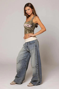 Jean Baggy Taille Basse Sylané - Bleu / 34