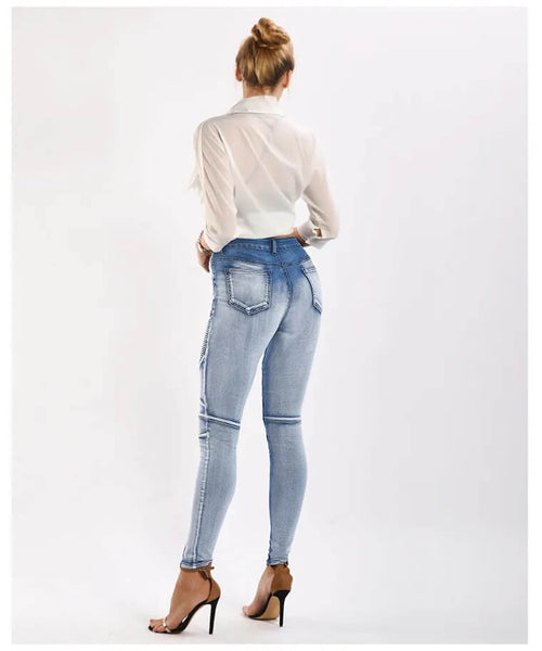 Jean Slim Biker Azur
