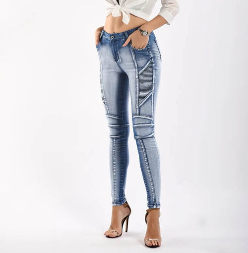 Jean Slim Biker Azur