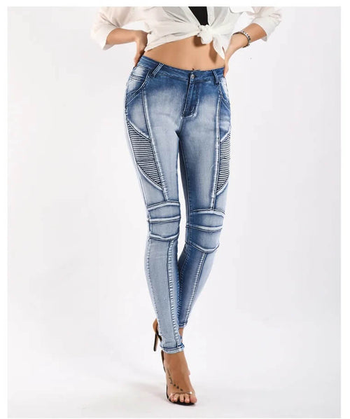 Jean Slim Biker Azur