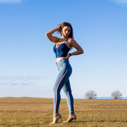 Jegging Taille Haute à Bande Latérale Sloane