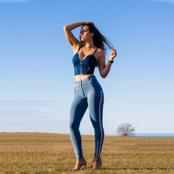 Jegging Taille Haute à Bande Latérale Sloane