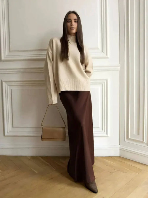 Jupe Longue Satinée Taille Haute Clarisse