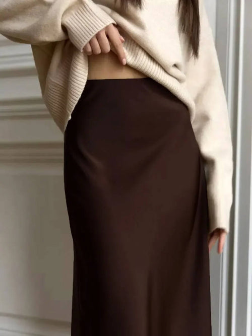 Jupe Longue Satinée Taille Haute Clarisse