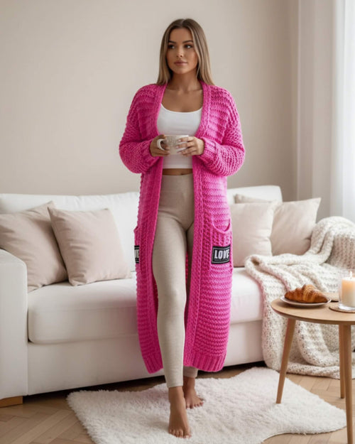 Long gilet en maille épaisse Elivra