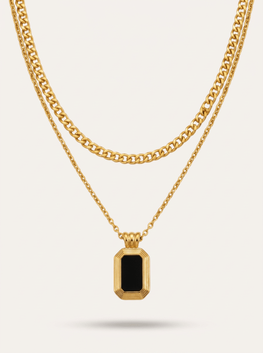 Aurora Layered Gold Necklace - Onyxelle
