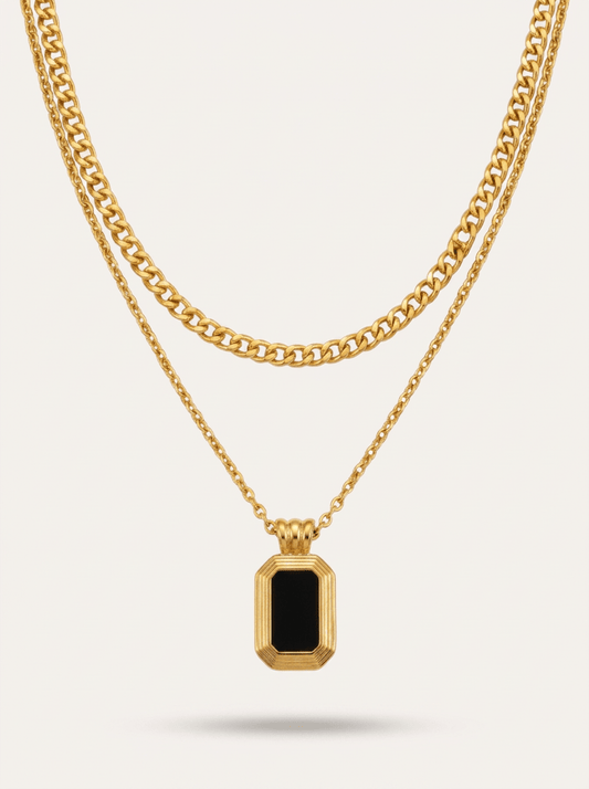 Aurora Layered Gold Necklace - Onyxelle