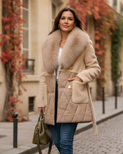Manteau Bimatierial Fausse Fourrure et Matelassé Célyne