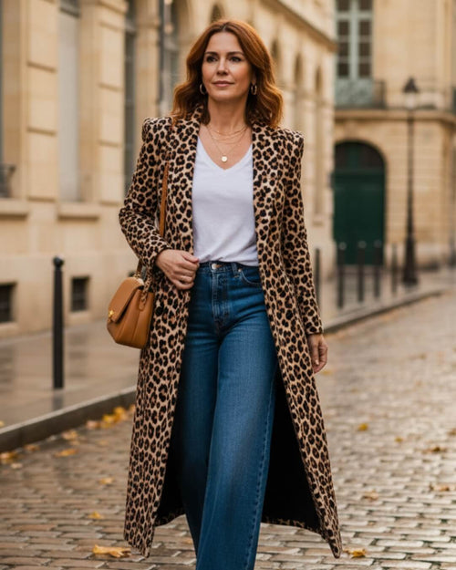 Manteau long fluide à imprimé animal Sélina - Brun / 34